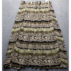 Nubian Queen Maxi Skirt Womens 22 Multi Geometric Pleated Drawstring Waistband